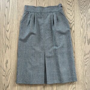 Saint Laurent Rive Gauche 70’s-80’s Gray Plaid Wool Vintage Skirt Size 34